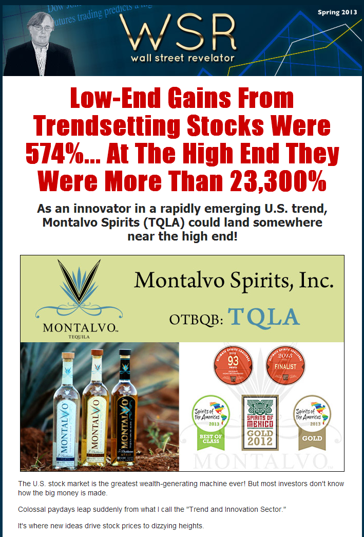 Ad for Montalvo Spirits